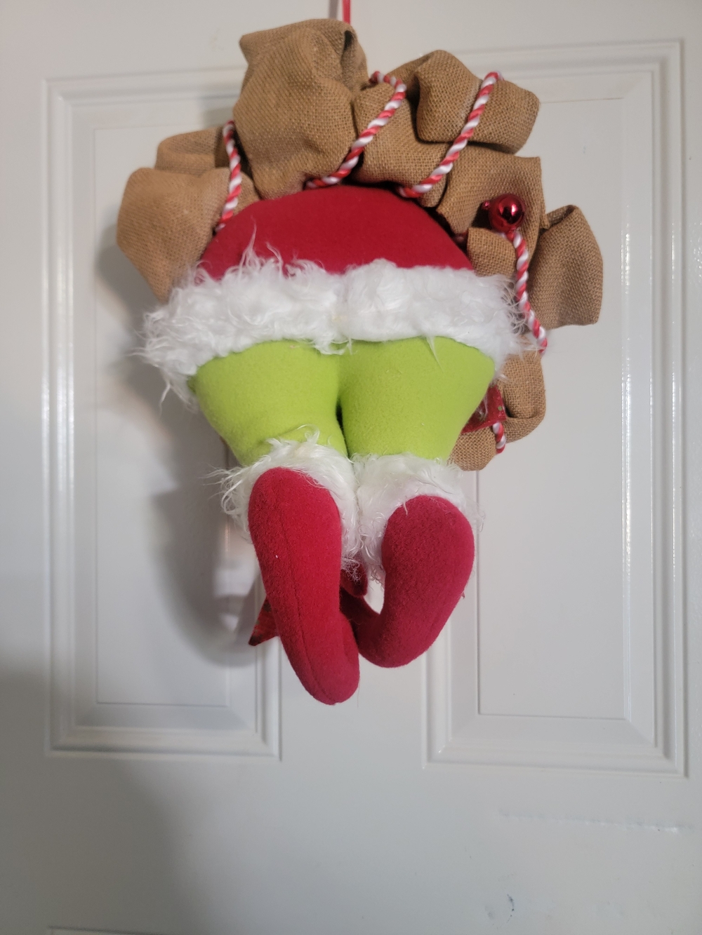Holiday Grinch-Inspired Door Hanger - Red & Lime Green